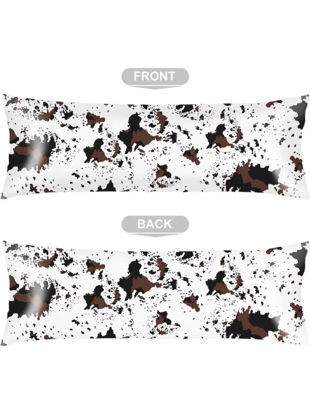 Soft Silk Satin Body Pillow Cover - Cow Print Envelope Closure, 20